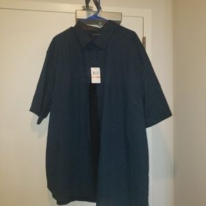 Mens Short Sleeve Blue Black Button Down Shirt AXist 3x, XXXL